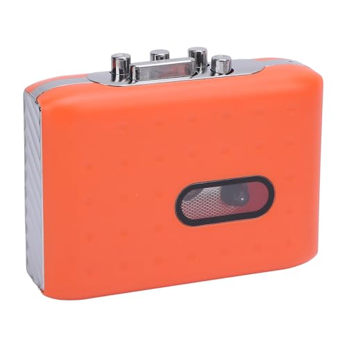 Cassette Player, Cassette to Digital Converter, Cassette Tape Recorder, Tape to MP3 Converter Recorder Portable USB C Orange for Headphone Jack