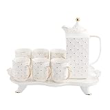 WMGoods 8-Piece Tea Set, teapot Set, Tea Cup Set, Tea Sets for Adults, Mug Set with Gold Trim, Home