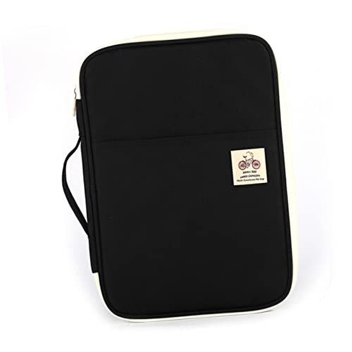 jojofuny Multi Functional Document Bag Portfolio Organizer for Business Travel Portable Zipper Briefcase for Men Women for Office Outdoor Use Black2