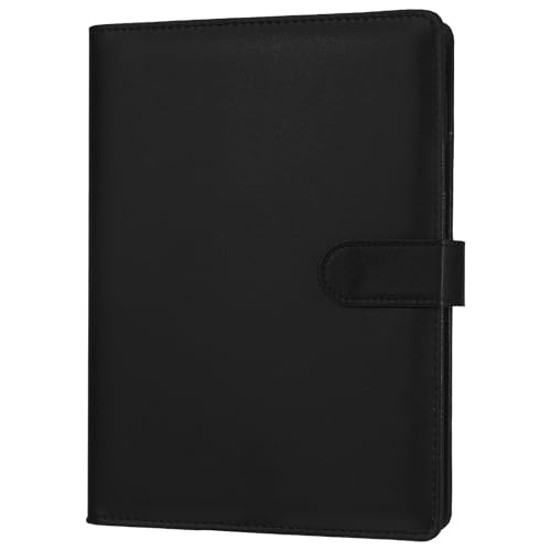 JIANTA Carpeta de anillas A5 en piel de PU, cubierta recargable con 6 anillas para papel de carta A5, bolsillos para cuadernos A5 de viaje y de trabajo (Negro)