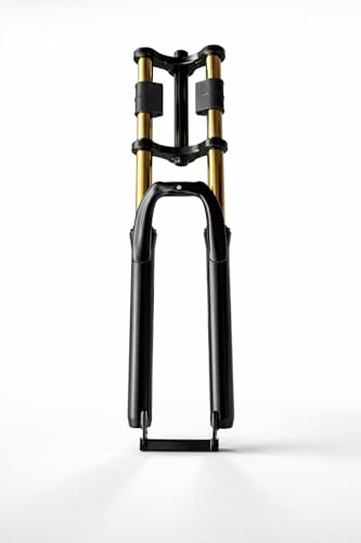 Image of Furix Double Crown Suspension Fork for 26 inch MTB, Matte Black with Golden Stanchions, Threadless, 38MM, 28.6x210MM Steerer
