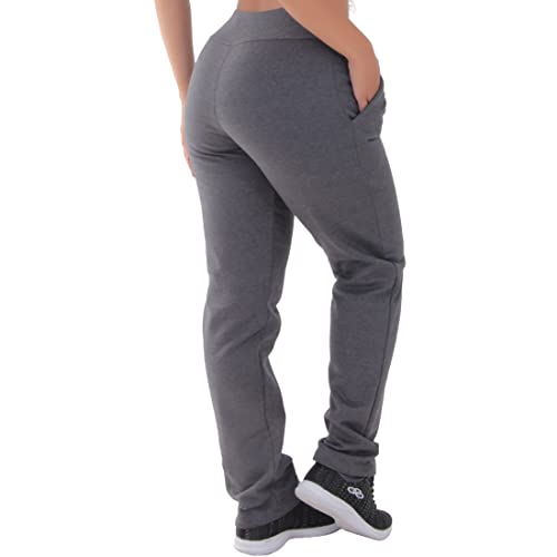 Calça de Moletom Feminina Algodão Click Mais Bonita (G, Grafite)