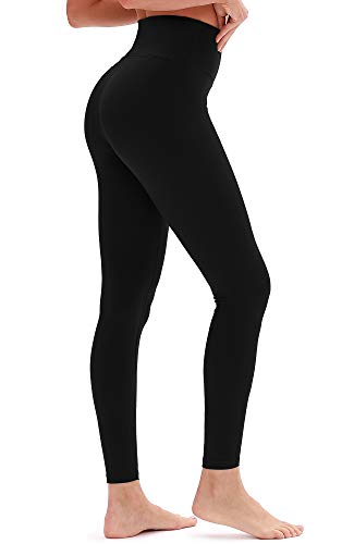 icyzone High Waisted Yoga Leggings for Women, Athletic Workout Pants, Gym Running Tights (Black, Medium)
