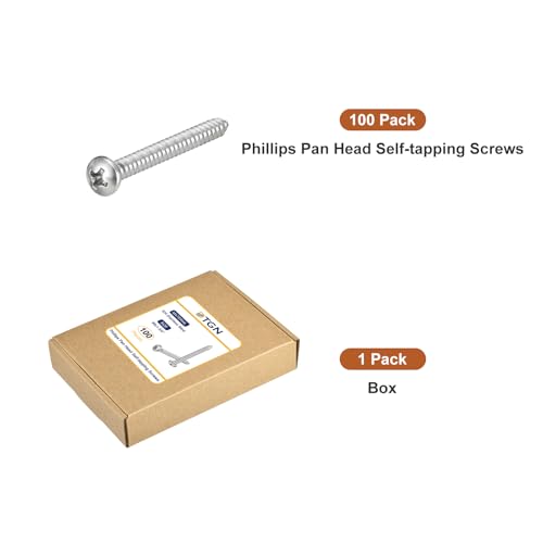 DTGN #8x1-3/4 Silver Screws - 100Pack - 304 Stainless Steel Pan Head Phillips Sheet Metal Screw Self-Tapping Screw Wood Screws Screw by DTGN - Used condition - Image 7