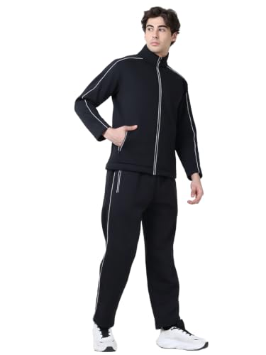 Image of CHKOKKO Sports Track Suit For Man Full Zipper Jacket & Lower Pants Set With Warm Fabric Lightweight Tracksuit For Men Casual Gym Running Morning Walk and Winter Active Wear Set