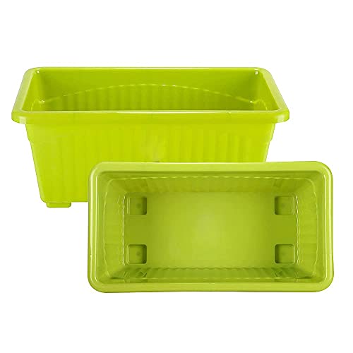 Bianco Rectangular Plastic Pots for Plants, Jupiter Flower Pots for Home, Window Display, Garden (35 x 18.5 x 15 cm) (Green) (Pack of 3)