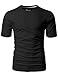 H2H Mens Basic Fashion Crew-Neck Slim Fit T-sihrt Black US M/Asia L (CMTTS0198)