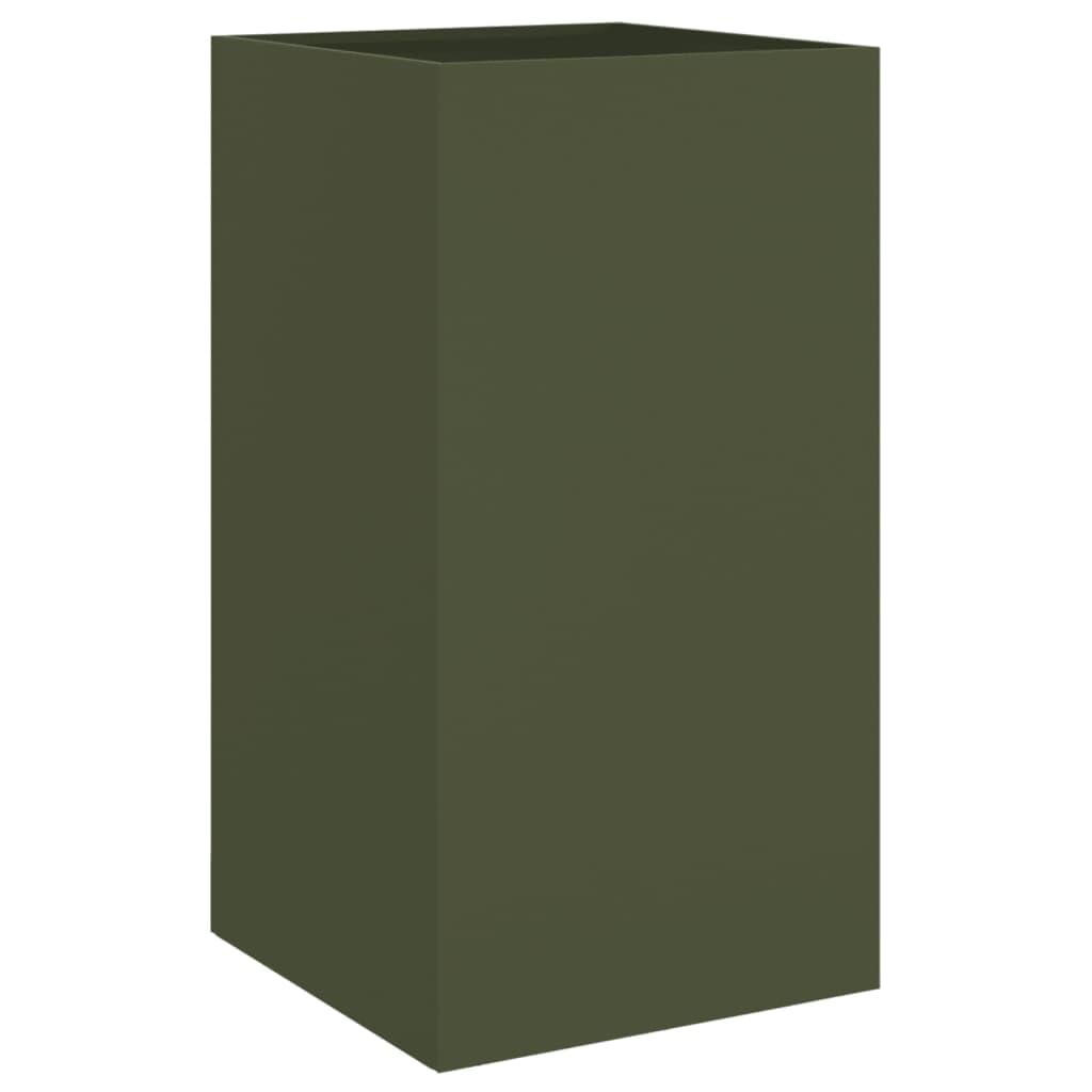 Rantry Pflanzgefäß Olivgrün 42 x 38 x 75 cm aus kaltgewalztem Stahl, Pflanzgefäß für den Garten, Pflanzgefäß für den Außenbereich, Balkonkasten