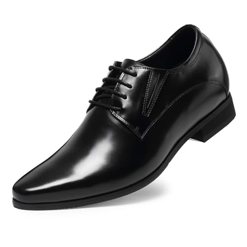 CHAMARIPA Zapatos con Elevador Zapatos para Parecer Más Altos Zapatos de Cordones Hombre, Negro H62y11k011d 8cm, 41 EU Larga