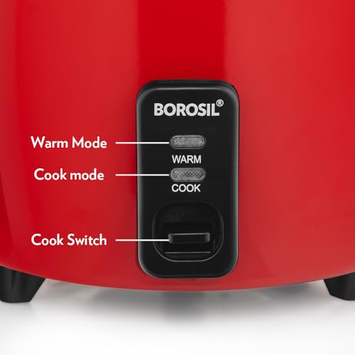 Image of Borosil 1.8 L Pronto Electric Rice Cooker | Keep Warm Feature with Indicator Display, Anti Skid Rubber Feet | Cook & Boil Noodles, Rice, Upma, Idli, Dhokla | 2 Years Warranty