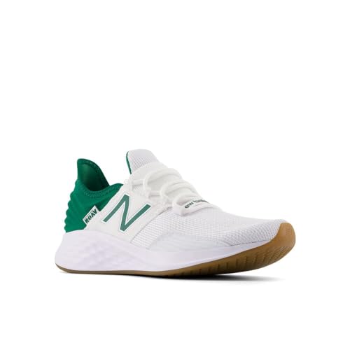 Image of New Balance Kid's Fresh Foam Roav V1 Lace-Up Running Shoe, White /Classic Pine, 3.5 W Big Kid