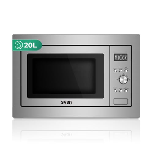 Svan Microondas 20 Litros con Grill Inox SMWI2701DGX. 700W, Grill 1000W, 8 Programas, Modo Descongelación, Revestimiento Interior, Fácil Limpieza, Temporizador 95min.