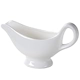 1 Pack Porcelain Gravy Boat , 11 oz Easy Pour White Gravy Boat for Salad Dressings, Milk,Broth,...