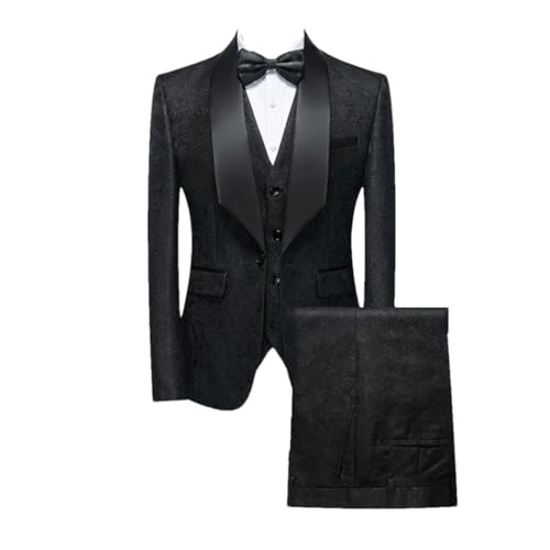 Mens Wedding Three Piece Suit Slim Fit Blazer Vest Pants Set for Groom Business Formal Outfit