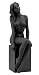 8.25 Inch Nude Female Statue Figurine Sitting on Plinth, Black Color