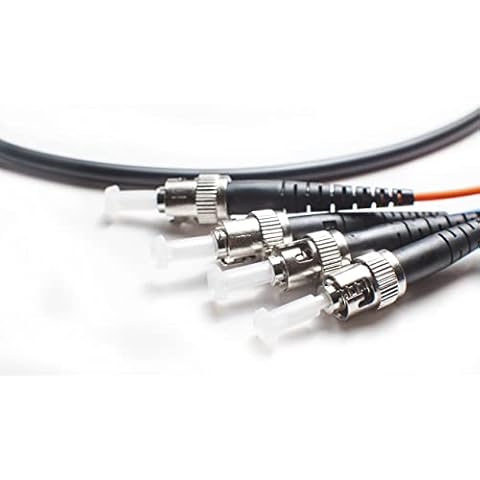 FiberCablesDirect 60M OM2 ST ST Indoor/Outdoor Fiber Optic Cable | Duplex 50/125 ST to ST Multimode Jumper 60 Meter (196.85ft) | Length Options: 0.5M-300M Made in USA | mmf st/st mm dx Orange Cover
