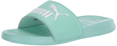 clear and white puma slides