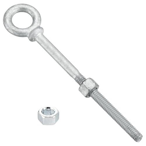 METALLIXITY Perno De Ojo Con Hombro Y Tuercas (5/16'x4-1/4') 1 Juego, Acero Al Carbono Zincado Anilla De Elevación Perno Roscado - Para Izado De Cargas, Blanco