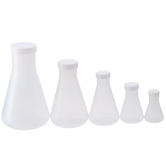 Plastic Erlenmeyer Flask Transparent Premium 50ml, 100ml, 250ml, 500ml, 1000ml Triangle Beaker Flask Wide Mouth Conical Flask Classroom