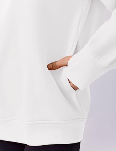 PINSPARK Womens Sweatshirt Crewneck Fleece Pullover Tops Oversized Sweat Shirts with Thumbholes Pockets 2025 Fall Outfits2