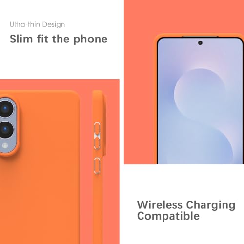 Image of YATWIN Silicone Case for Samsung Galaxy S25 FE 4G, Soft-Touch, Shockproof, DustProof, Antiskid Phone Cover for Samsung Galaxy S25 FE - Orange