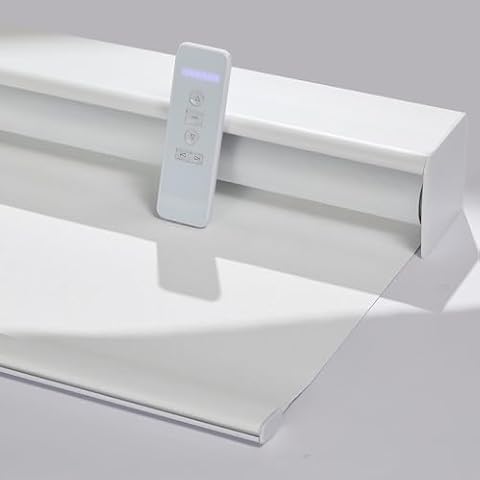 Persilux Motorized Roller Blinds with Remote Control, Blackout Electric Window Shades Work with Alexa Google via Hub, Rechargeable Smart Blinds for Windows, Custom Size, Blackout-White Cover