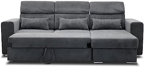 RAC3 Stylish and Functional Corner Grey Color Sofa Bed with Storage - Premium Quality Fabric - Universal Side Sofa Bed (Grey) - Image 4