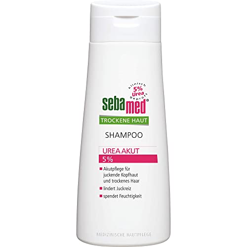 SEBAMED Trockene Haut Shampoo Urea Akut 5%, lindert spürbar Juckreiz bei trockener Kopfhaut und hilft, die natürliche Feuchtigkeitsbalance von Haut und Haar wieder herzustellen, 200 ml
