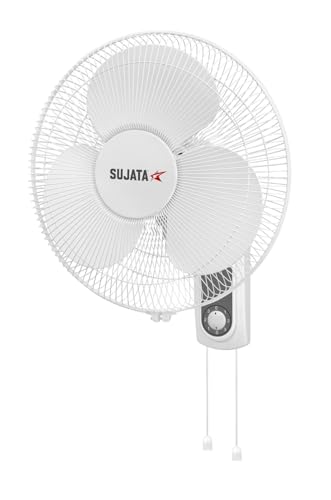 Image of Sujata Wall Fan | 2 Year Warranty | 400 mm Sweep | 100% Copper Winding Motor | Heavy Duty Wall Fan for Living Room, Wall Mount Fan with 3 Speed Control (SWF27 - White)