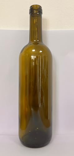 Generico Botella vacía para vino modelo Bordeause, 750 ml, de vidrio duro de alta calidad, fabricada en Italia, apta para tapones de corcho o plástico con aletas, 20 unidades