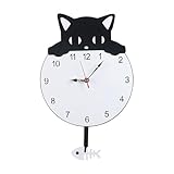 ordinarYone Creativo acrilico gatti pesce altalena pendoli orologio da parete con movimento silenzioso facile da installare a batteria per decorazioni domestiche