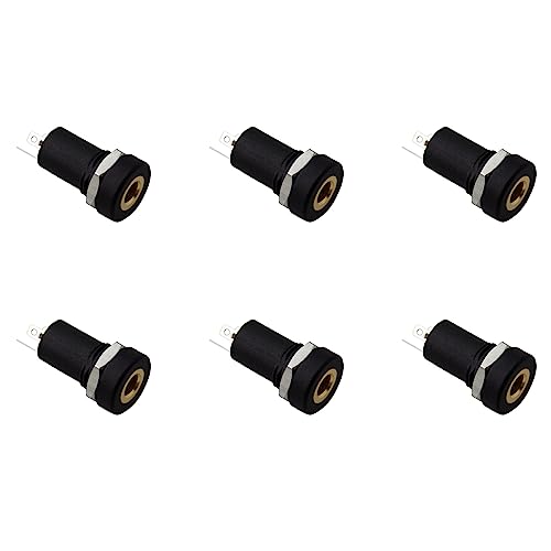 Maxmoral 6PCS Stereo Panel Mount Jack 3.5mm Audio Video Jack Socket Stereo Solder Panel Mount Jack Connector Headphone Jack Connector, Black