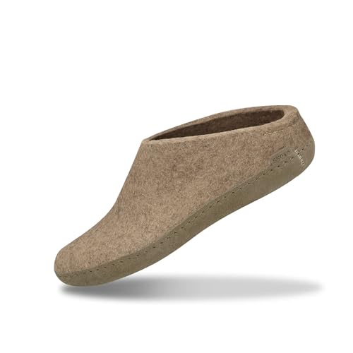 Image of Glerups 100% quality wool mix Slipper with leather sole - Unisex Slip-on