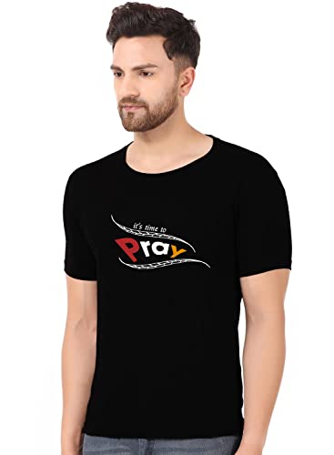 Image of God Faith and Pray Printed Premium Trending Tshirts | Round Neck Half Sleeve Regular Fit Black Tshirt for Men | Cotton Summer Wear Stylish Unisex Tshirt | Best Gifts Tees
