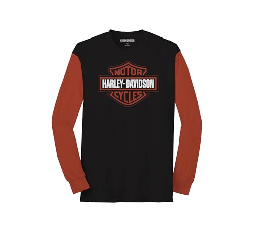 Harley-Davidson Men's Bar & Shield Colorblock Tee, Orange/Black - 99067-22VM3