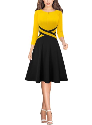 Image of VFSHOW Womens Front Zipper Work Business Casual Office Church A Line Dress