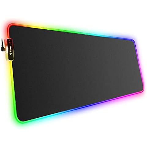 Hcman RGB Large Gaming Mouse Mat, XXL Mouse Pad 800×300×4mm, PC Gaming Accessories Mousepad, Keyboard Desk Mat for Computer Gamer- Black Cover