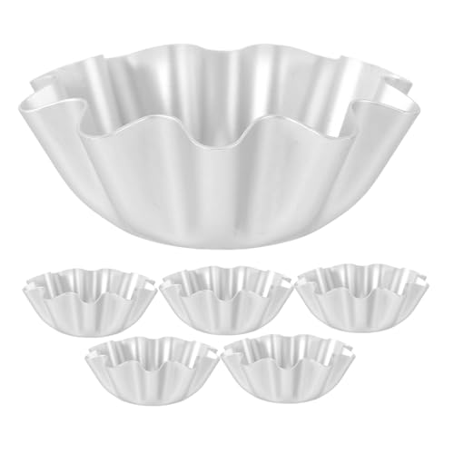 IWOWHERO 6 piezas Molde para Tartaletas de Antiadherente de Aluminio Resistente al Calor para Hornear Tartas de Huevo y Postres Cocina Hogar Profesional