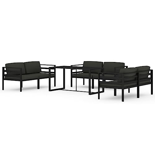 vidaXL Gartenmöbel Set 7-TLG. mit Kissen Ecksofa Tisch Sitzgruppe Sofa Lounge Garten Garnitur Gartenset Gartensofa Aluminium Anthrazit
