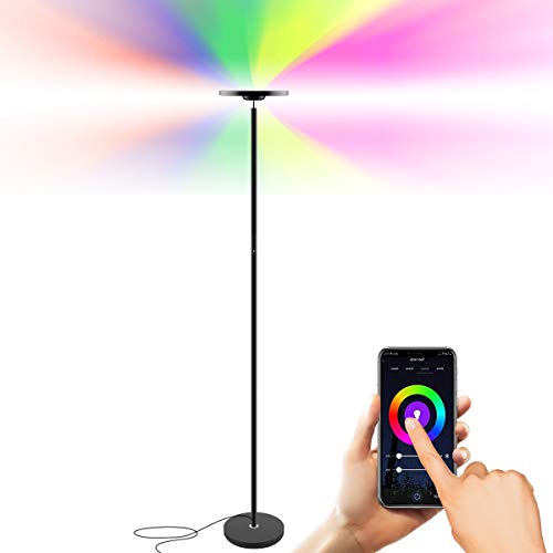 Lampadaire WiFi Smart Led RGB,Lampe sur Pied Intelligente,25W Torchère Dimmable Lampe Debout 67 Inch Fonctionne avec Alexa Google Assistant pour Salon