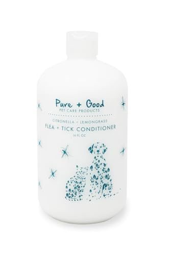 Pure + Good - Flea + Tick Conditioner, Therapeutic citronella and Lemongrass, Formulated for All Pets, Gentle and Cleansing, Made in The USA, Cruelty Free, 16 fl oz