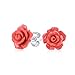 3D Carved Rose Flower Stud Earrings For Women For Teen More Colors