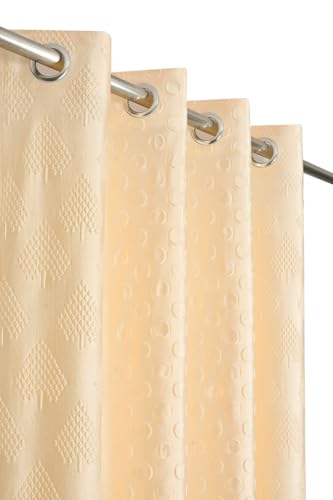 Image of Coin Punching Window Curtains 5 Feet Long for Living Room - Window Curtain Set of 1 Pcs Panel, Stylish Parda for Home Decor & Office Cream Colour -1 Pcs 5 feet