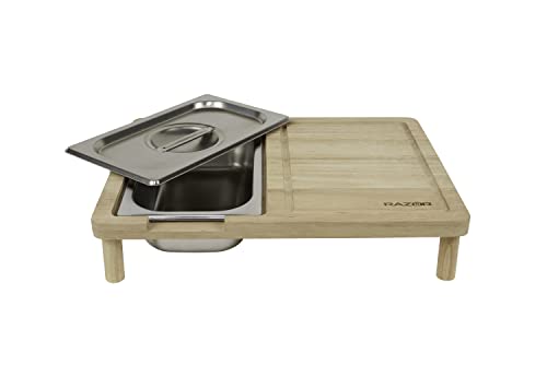 tabla para cortar rectangular de madera y acero inoxidable miniatura 3