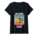 Photo Gallery donna retro snail mangiare, dormire boxe ripetizione vintage grunge boxing maglietta con collo a v Photo Gallery donna retro snail mangiare, dormire boxe ripetizione vintage grunge boxing maglietta con collo a v
