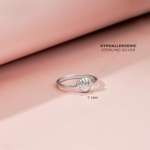 925 Sterling Silver Polished Seashell Ring For A young Girl, Preteen & Teen Sizes 4-7 - Under the Sea Rings For Younger Girls - Sea Animal Jewelry For Children - Adorable Shell Rings For Girls2
