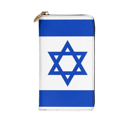 Israeli Flag Prints Leather Long Clutch Wallet for Fashionable Girls and Women - Durable, Stylish, and Functional, Black, One Size2
