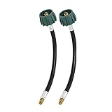 Flame King E12INPT-X2 2-Pack 12-inch Pigtail Hose Connectors, 1/4' Male Inverted Flare for RV, Van, or Trailer, Propane Tank 2-Stage Auto Changeover Regulators, Black/Green