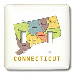 Interrupteur à bascule double Connecticut Counties 3dRose décoratif pour plaque électrique