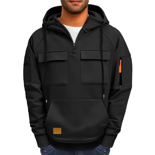 Tactical Hoodies for Men Quarter Zip Oversized Big and Tall Pullover Fashion Sweatshirt Fall Winter Tops 2025 Clothes4